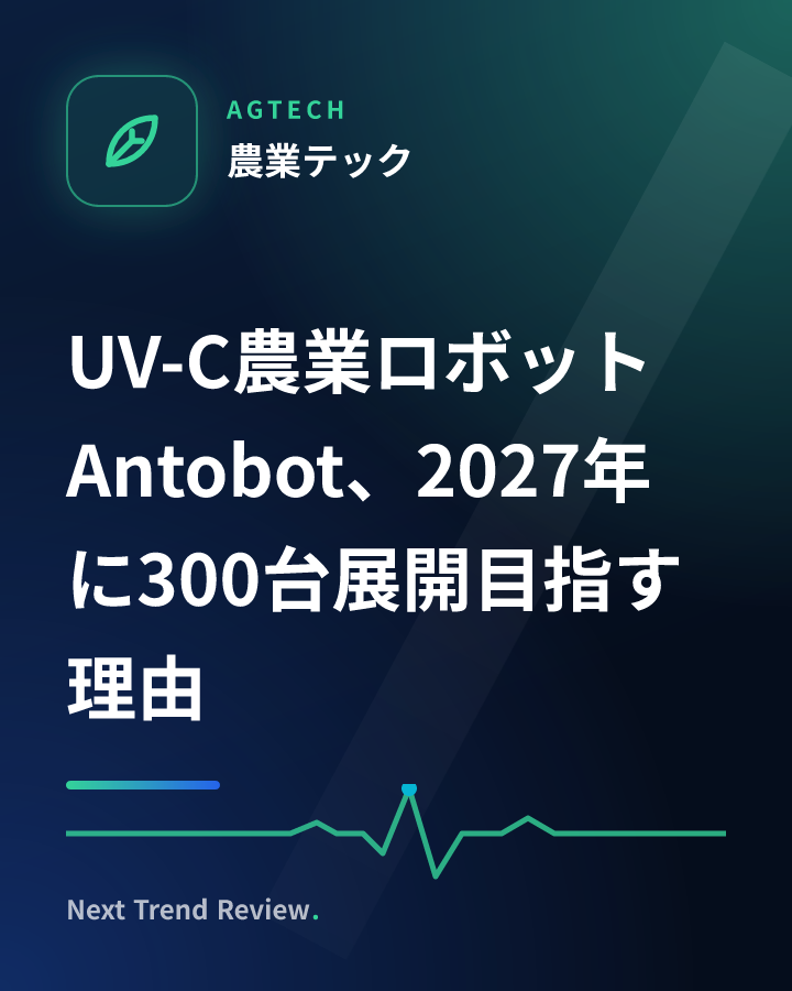 UV-C農業ロボットAntobot、2027年に300台展開目指す理由